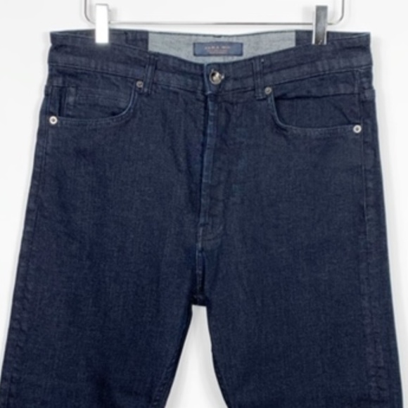 Zara Man Dark Wash Denim Loose Fit Crop Jeans - Picture 2 of 8